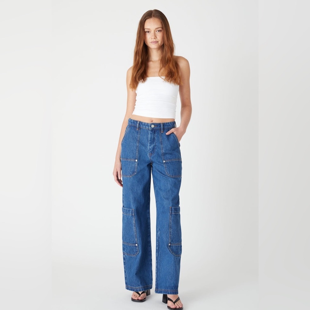 Blank NYC NWT The Franklin In Hands Down Ribcage Wide Leg Cargo Jeans Size 26